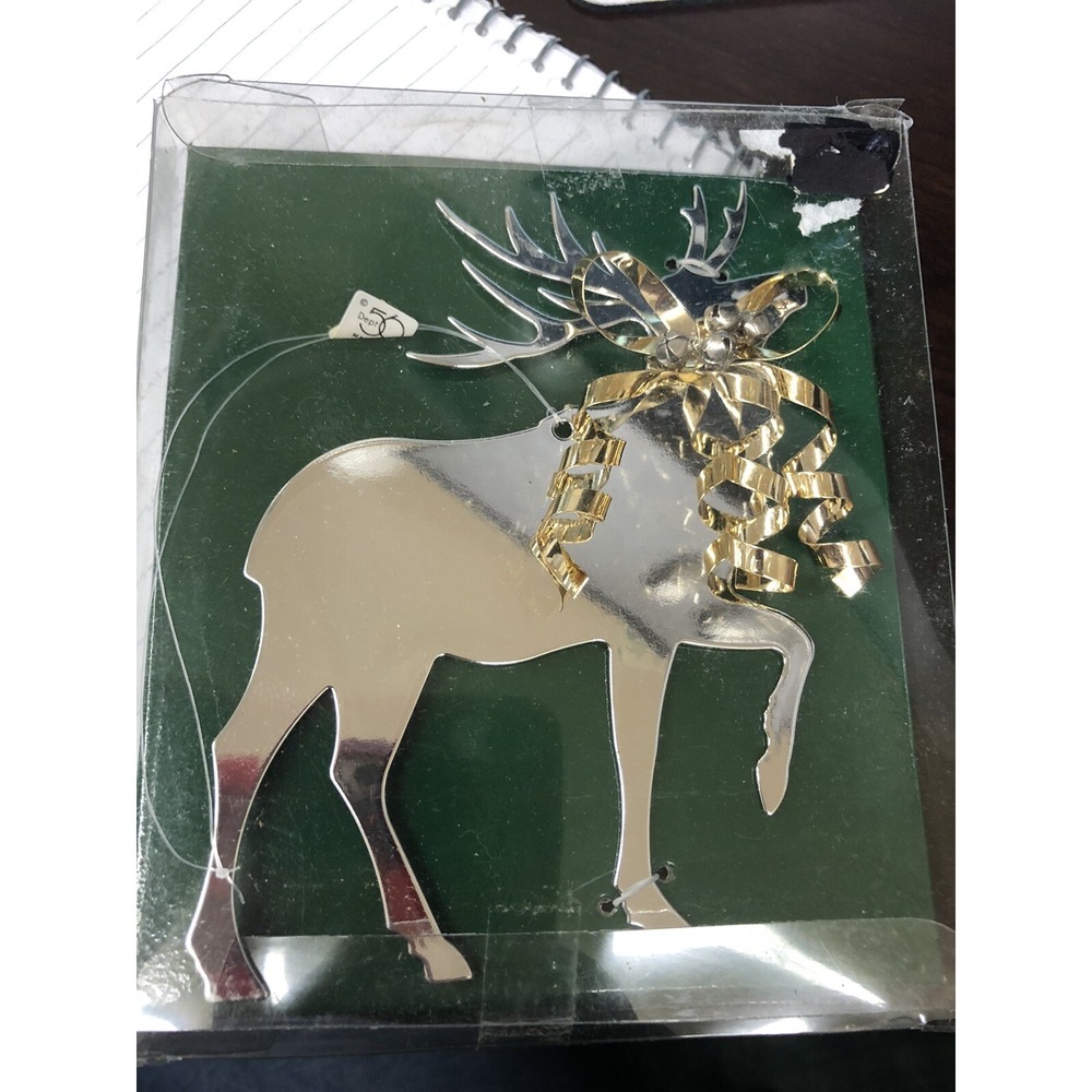 Department 56 Dept Christmas ORNAMENT Metal Silver Gold Reindeer Deer 5"